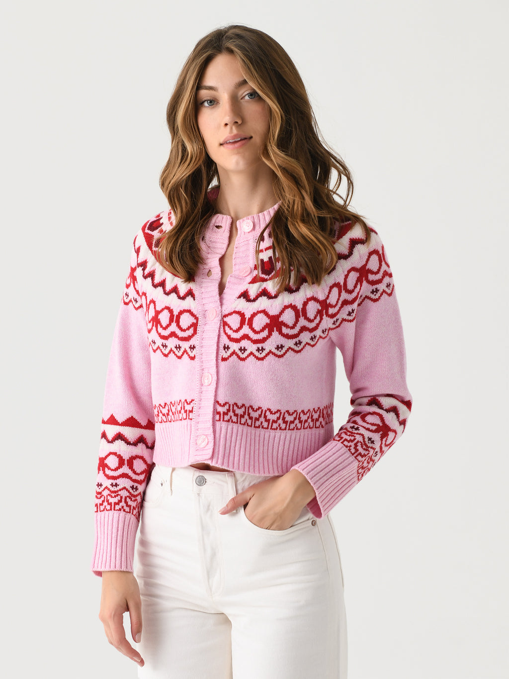 LoveShackFancy Women's Shantae Wool Knit Cardigan - Saint Bernard