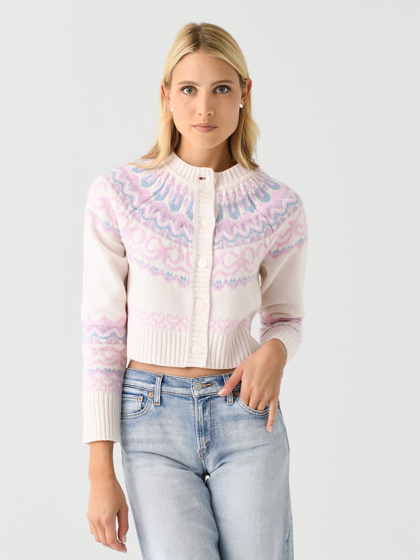 LoveShackFancy Women's Shantae Wool Knit Cardigan - Saint Bernard