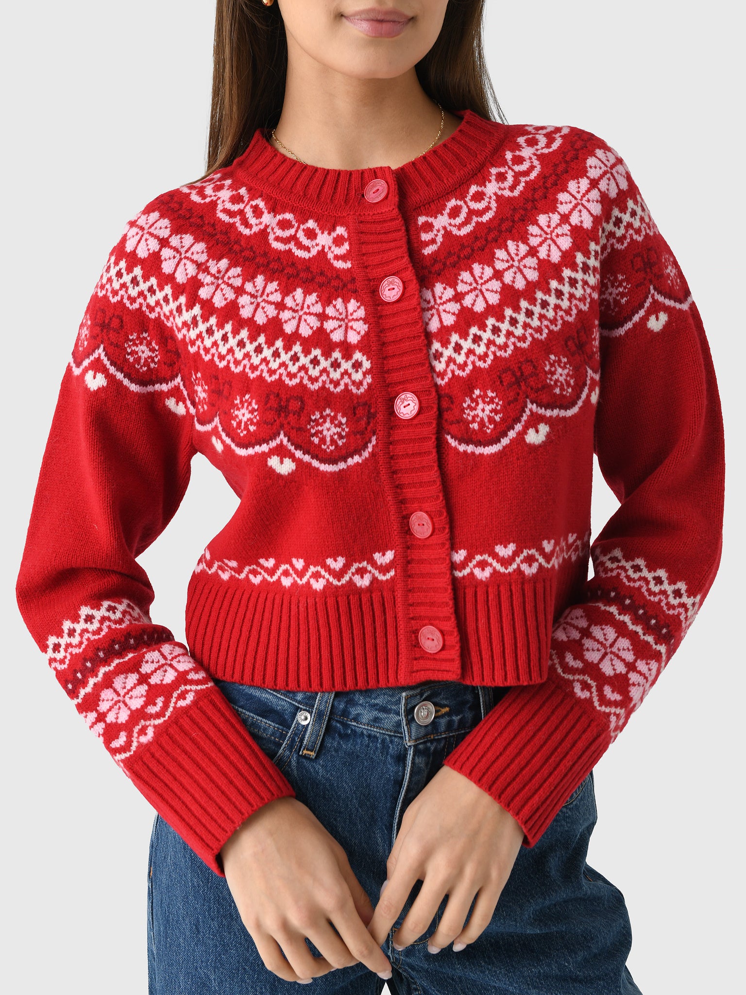 LoveShackFancy Women's Shantae Wool Fair Isle Cardigan – Saint Bernard
