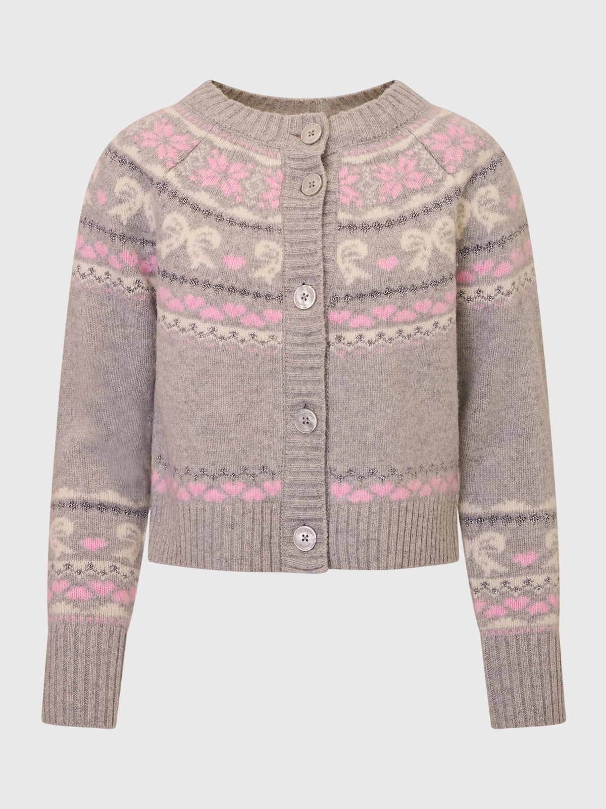 LoveShackFancy Women's Shantae Wool Fair Isle Cardigan - Saint Bernard