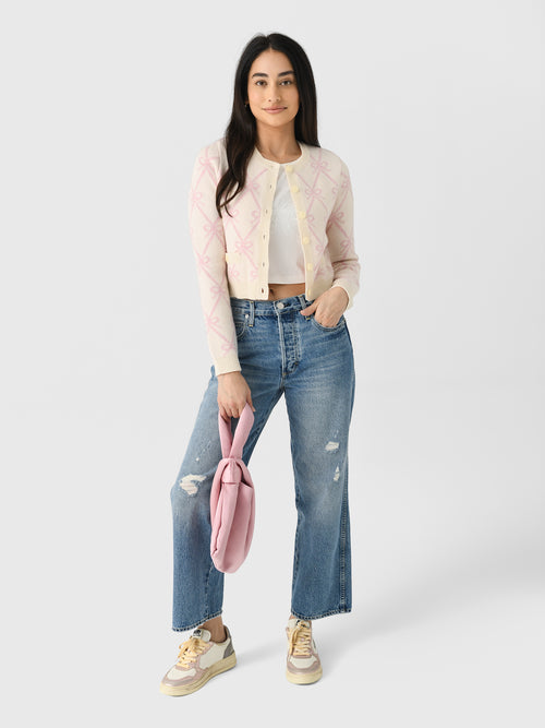 LoveShackFancy Women's Veronika Wool-Blend Bow Cardigan