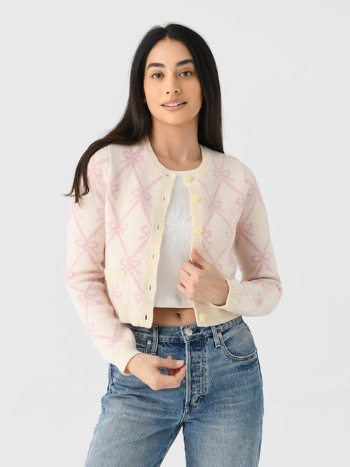 LoveShackFancy Women's Veronika Wool-Blend Bow Cardigan