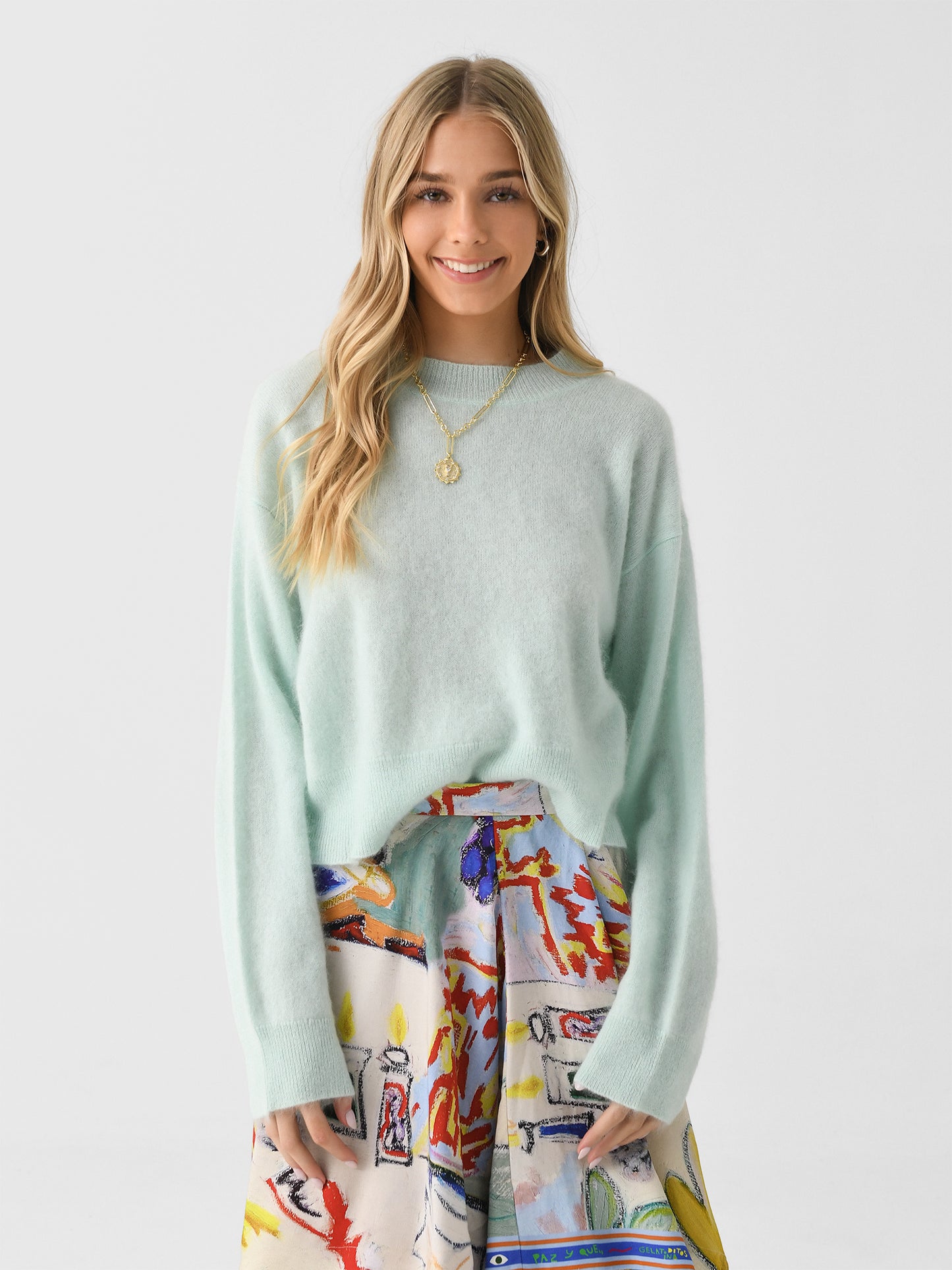 LoveShackFancy Women's Bellman Cropped Cashmere Pullover - Saint Bernard