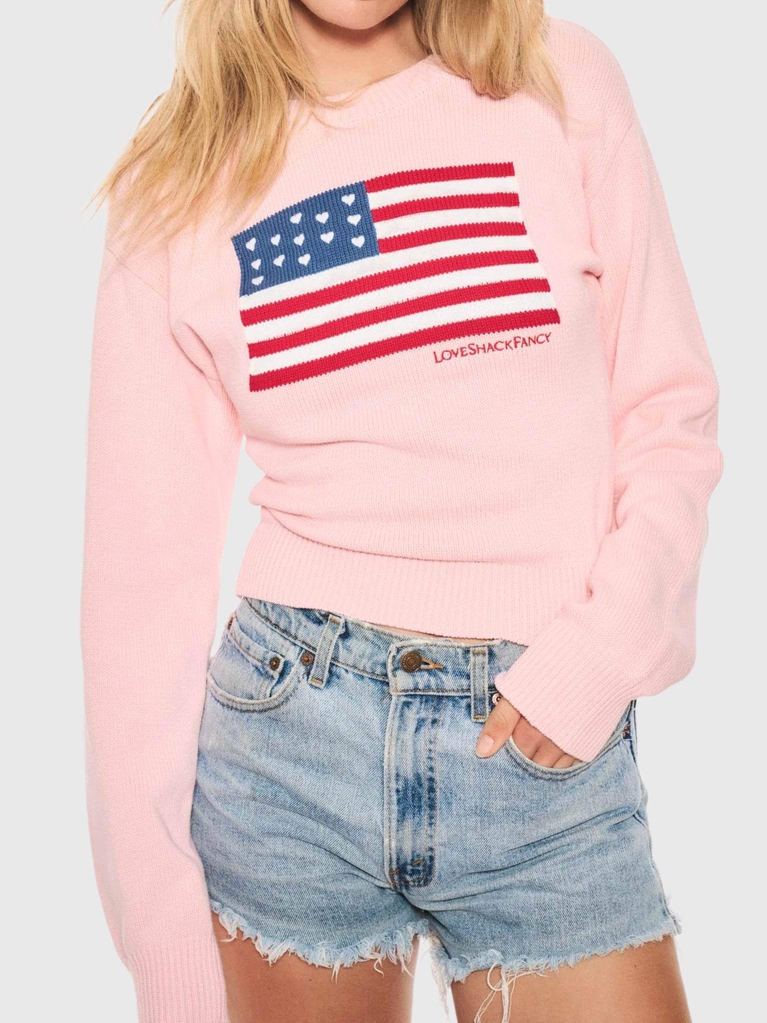 LoveShackFancy Women's Ty Cotton Flag Pullover - Saint Bernard