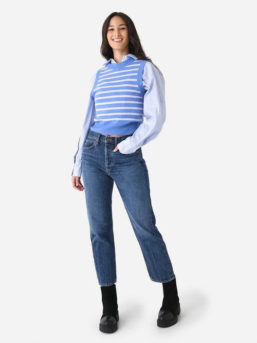 GANNI Women's Striped O-Neck Vest