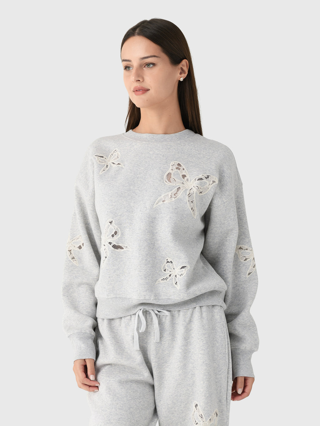 LoveShackFancy Women's Linetta Lace Bow Pullover - Saint Bernard