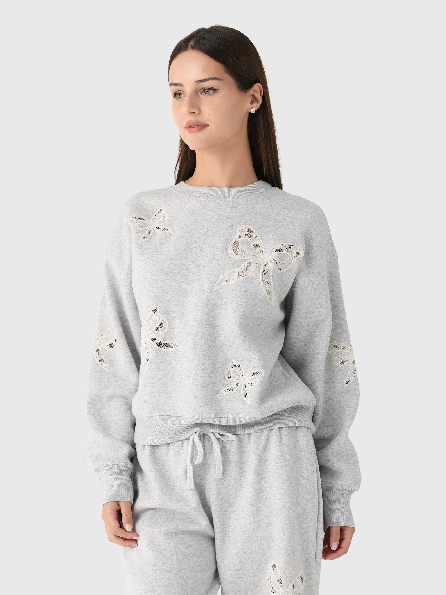 LoveShackFancy Women's Linetta Lace Bow Pullover - Saint Bernard