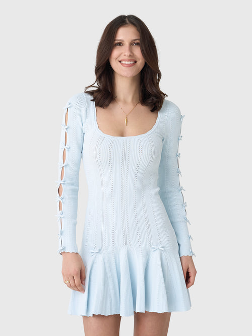 LoveShackFancy Women's Seychelle Ribbed Pointelle Mini Dress