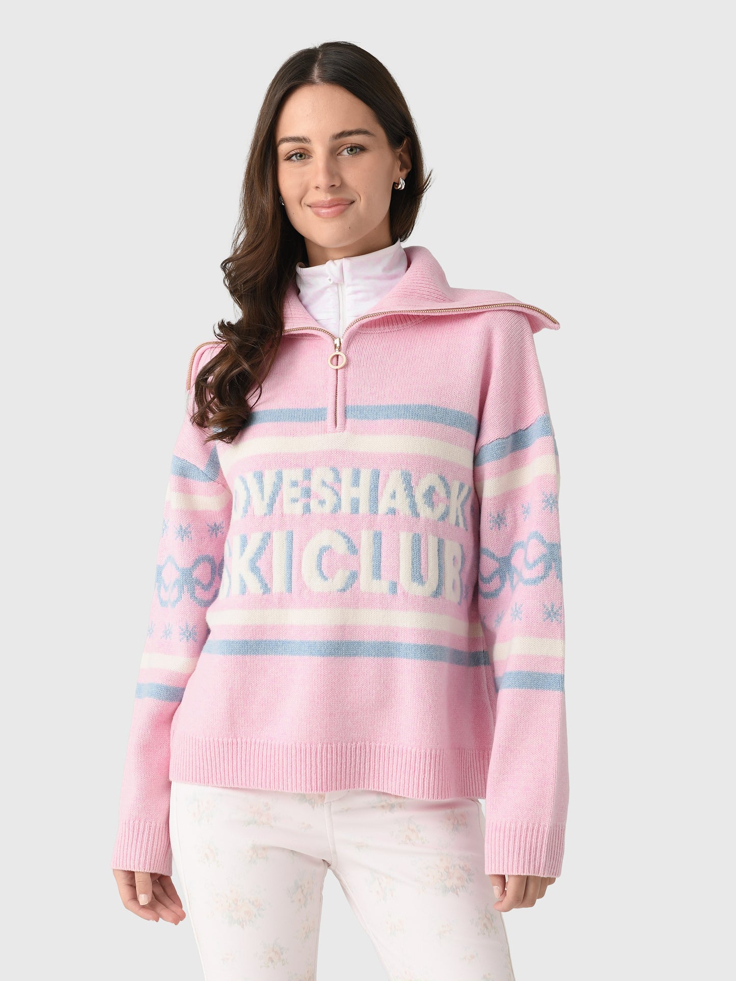 LoveShackFancy Women's Mitsy Wool Ski Club Sweater