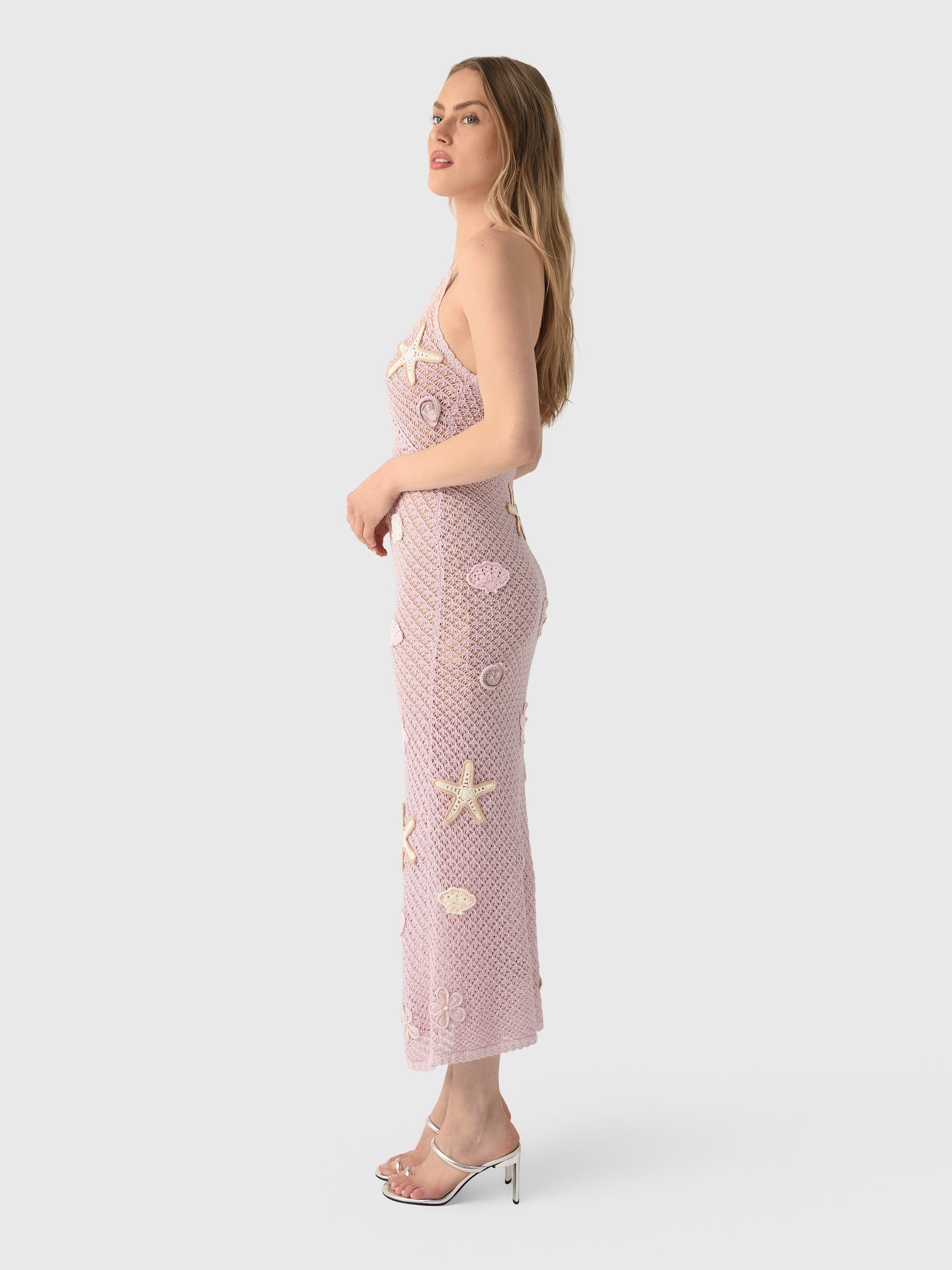 Macie Beaded Crochet Maxi Dress Lavender Orchid / S