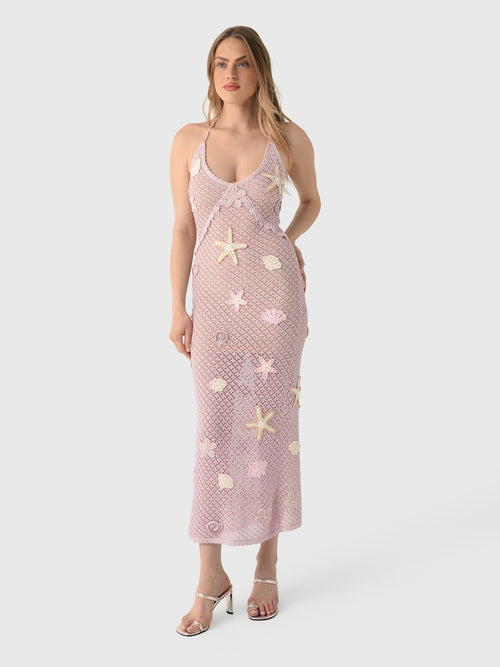 LoveShackFancy Women's Macie Beaded Crochet Maxi Dress