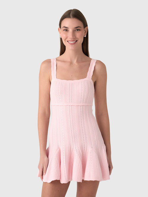 LoveShackFancy Women's Tabatha Stretch Pointelle Mini Dress