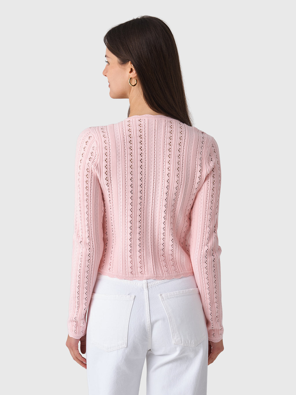 LoveShackFancy Women's Peridot Stretch Pointelle Cardigan - Saint Bernard