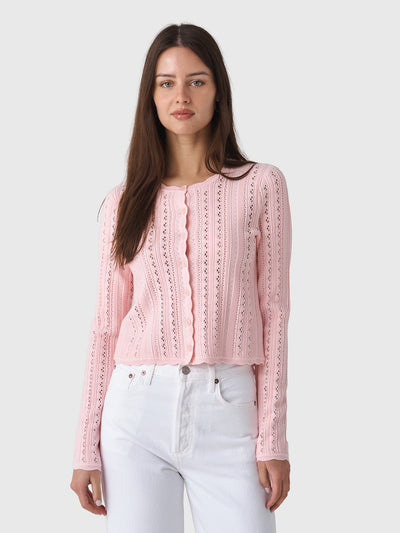 LoveShackFancy Women's Peridot Stretch Pointelle Cardigan - Saint Bernard