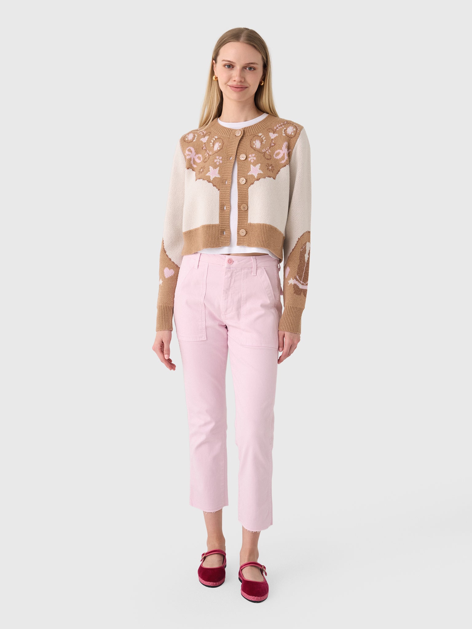 LoveShackFancy Women's Leyah Wool-Blend Saddle Up Cardigan - Saint Bernard