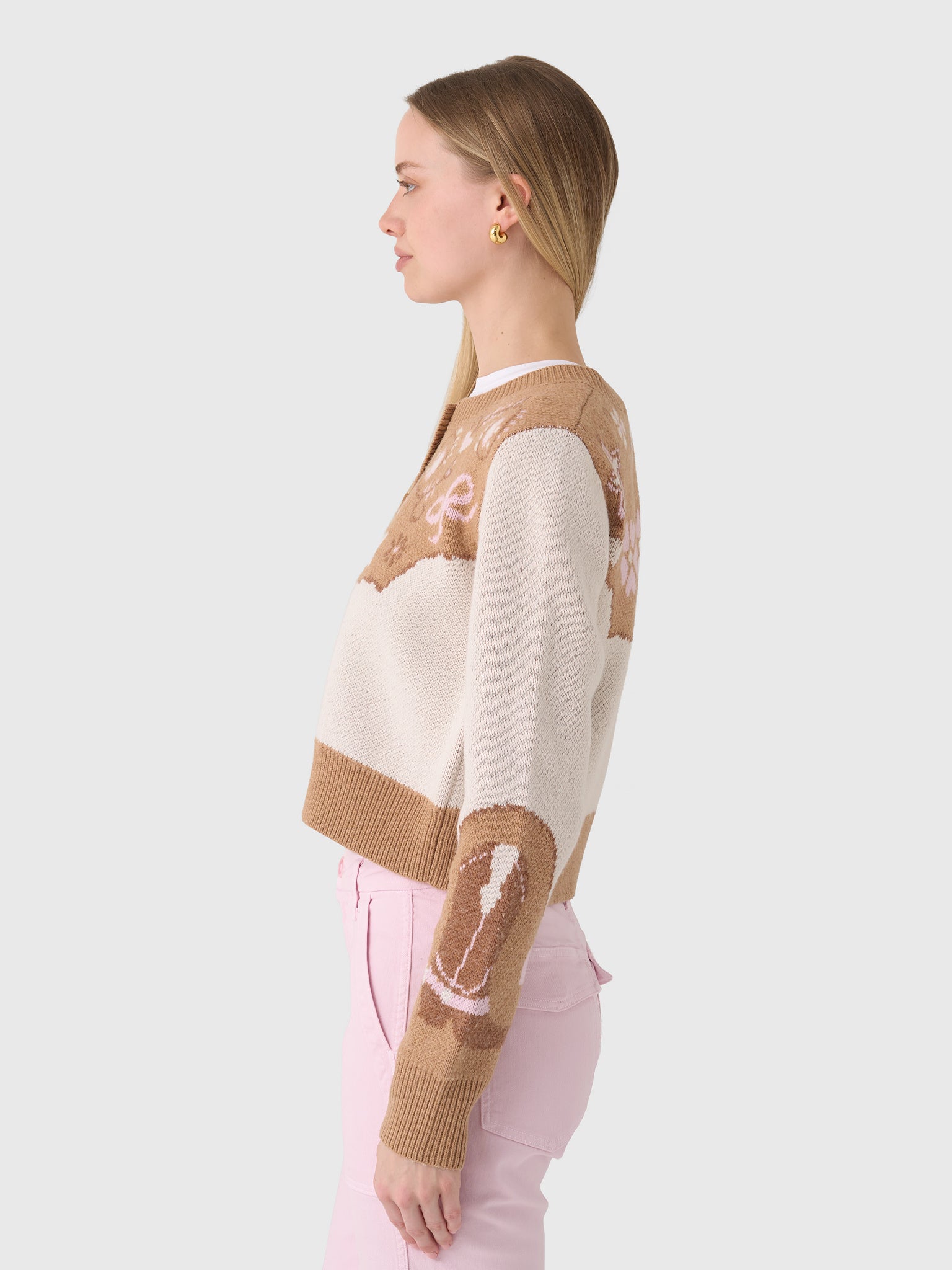 LoveShackFancy Women's Leyah Wool-Blend Saddle Up Cardigan - Saint Bernard