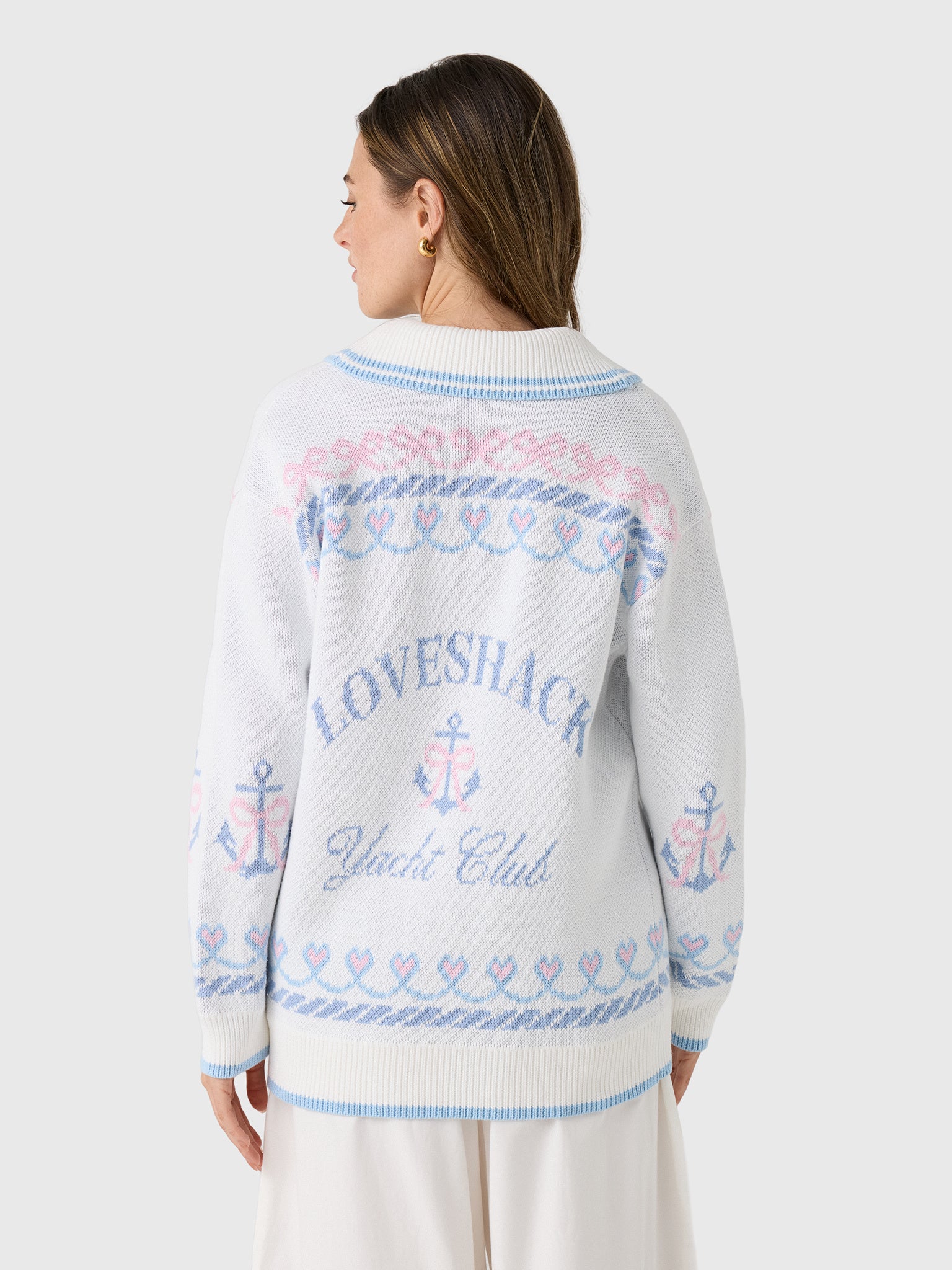 LoveShackFancy Women's Aribella Yacht Club Cardigan - Saint Bernard
