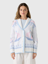 LoveShackFancy Women's Aribella Yacht Club Cardigan - Saint Bernard