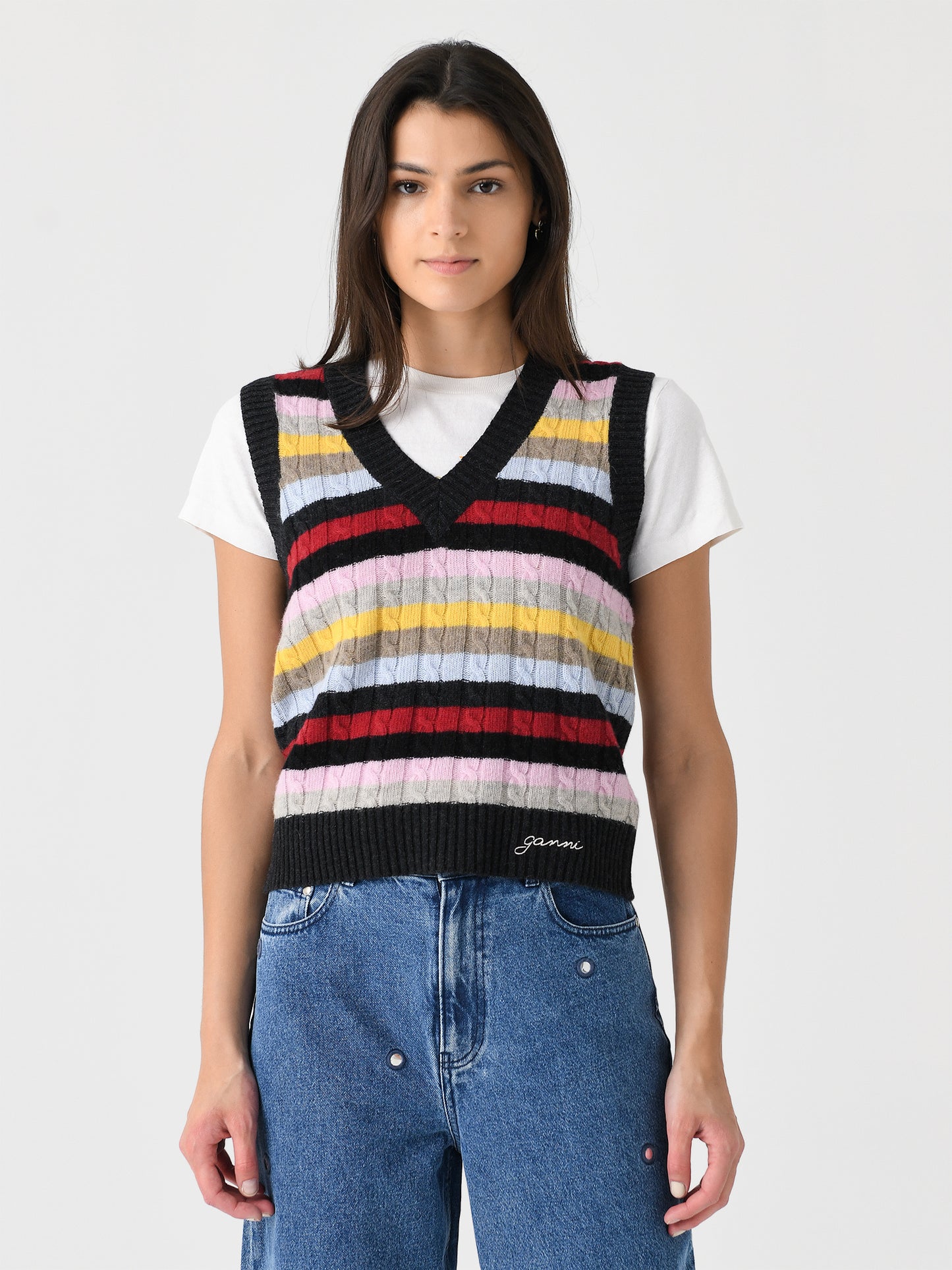 GANNI Women's Striped Vest - Saint Bernard