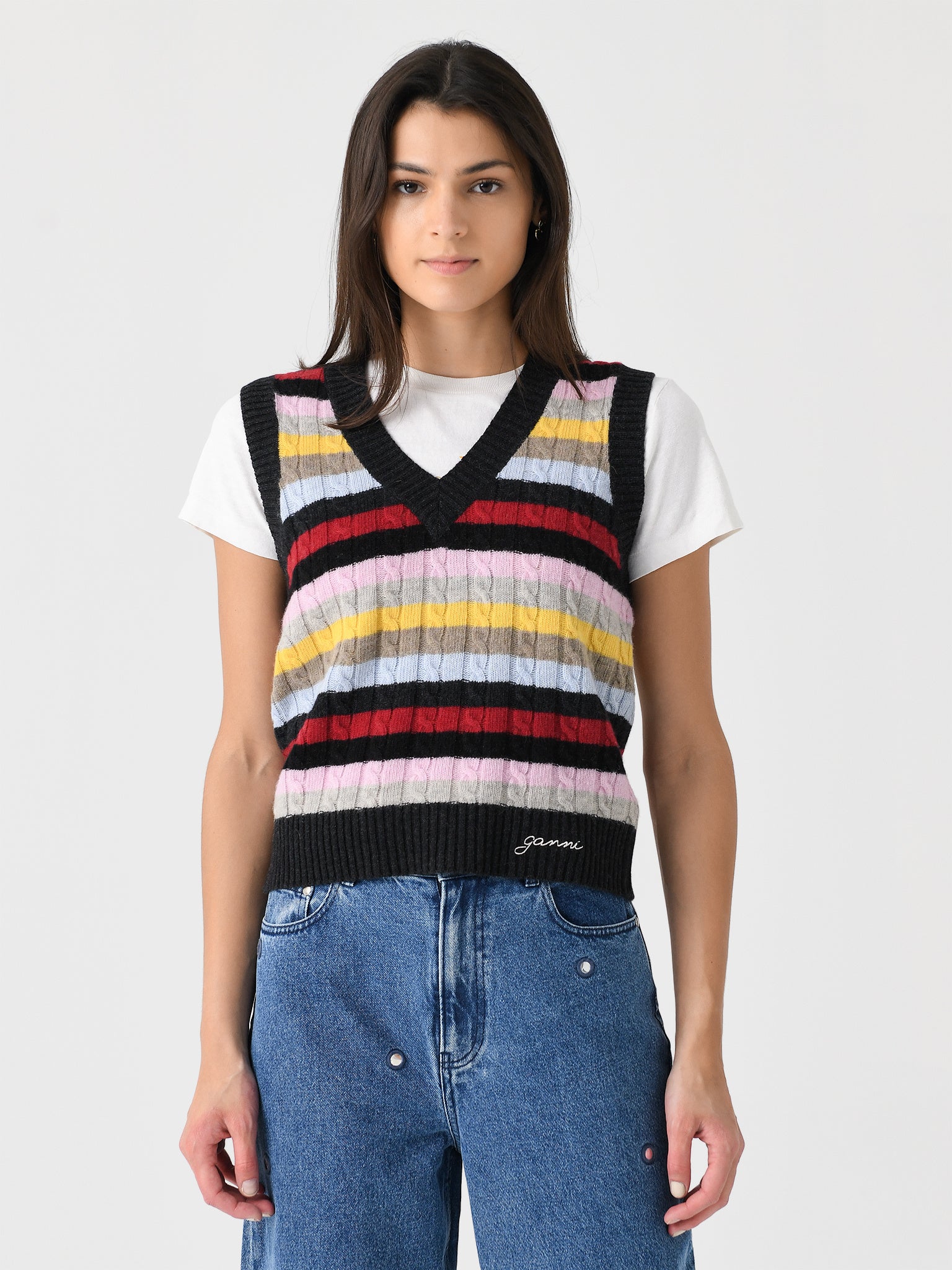 GANNI Women's Striped Vest - Saint Bernard