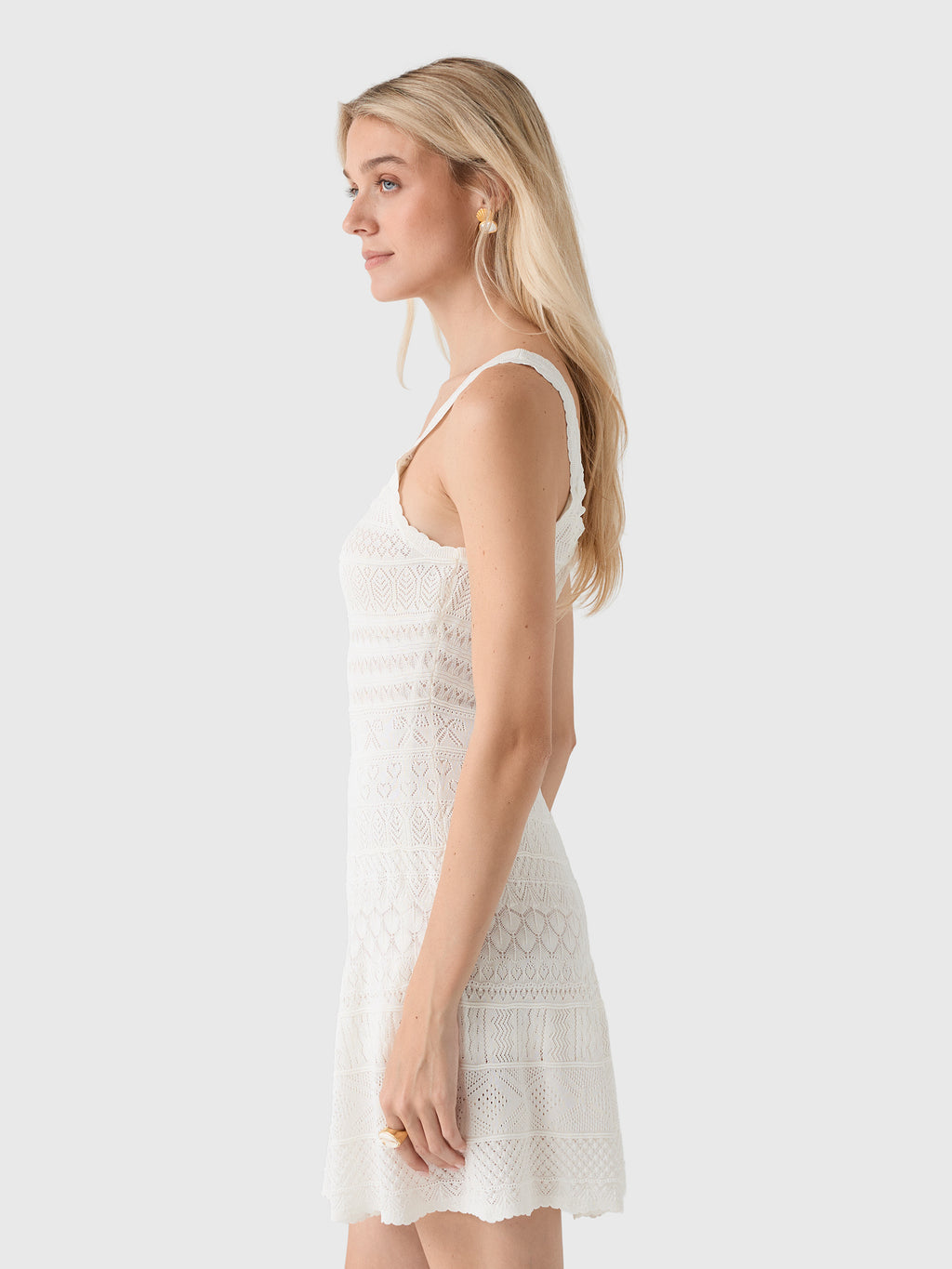 LoveShackFancy Women's Darlena Fine Pointelle Knit Mini Dress - Saint Bernard