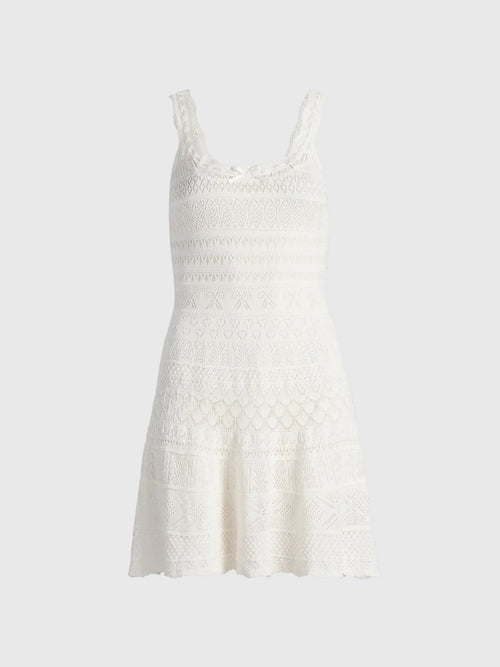 LoveShackFancy Women's Darlena Fine Pointelle Knit Mini Dress