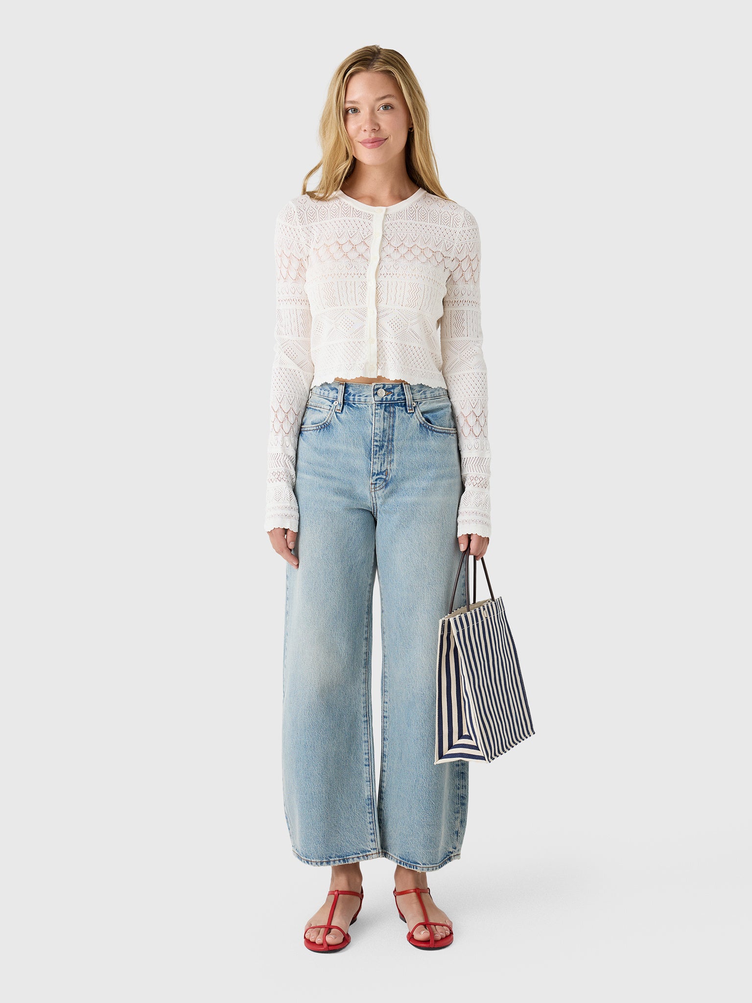 LoveShackFancy Women's Brigette Pointelle Cardigan