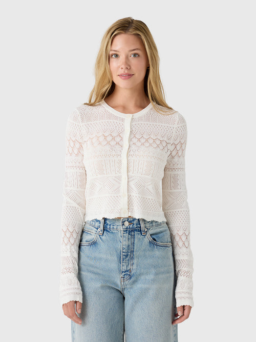 LoveShackFancy Women's Brigette Pointelle Cardigan