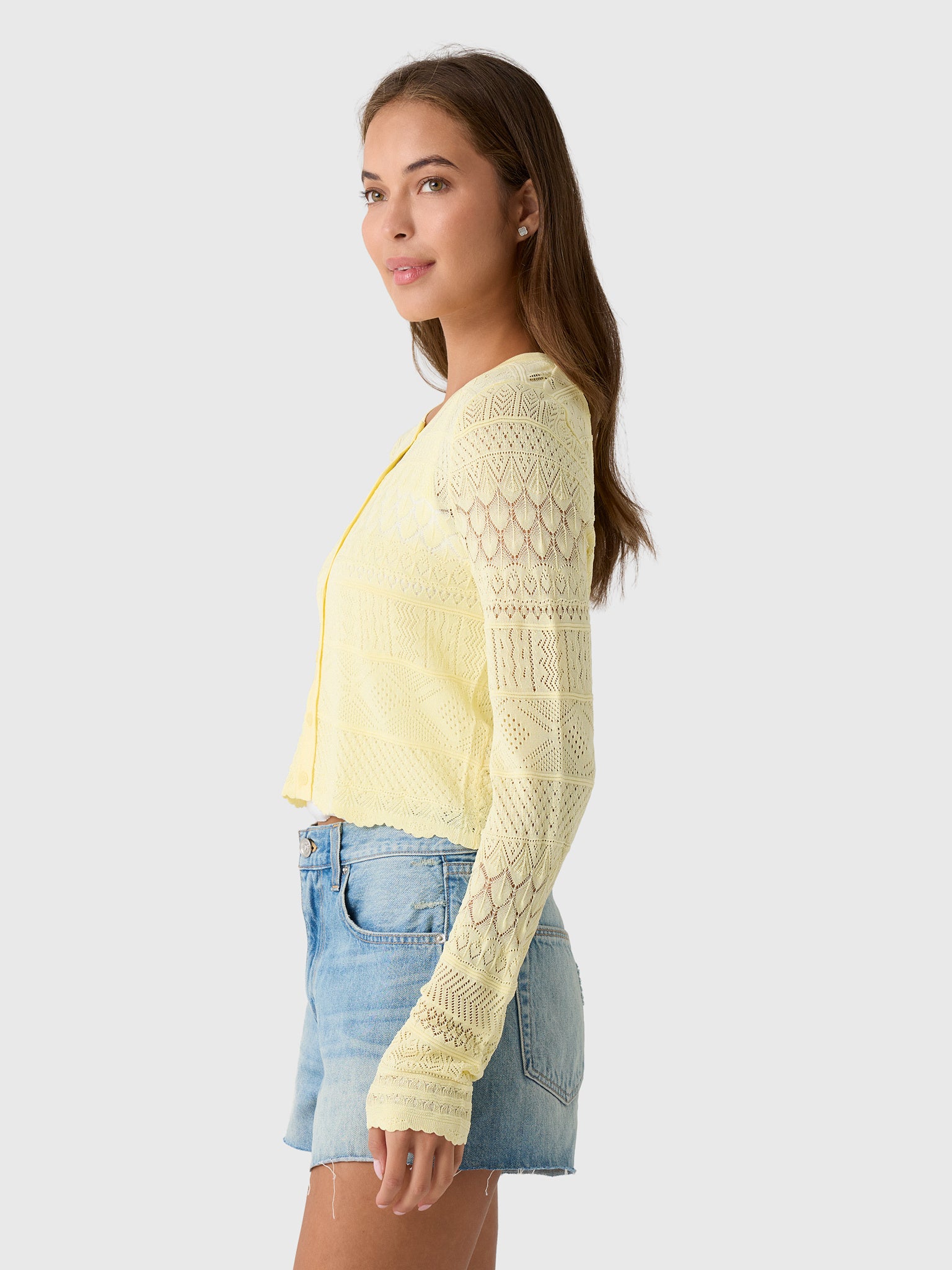 LoveShackFancy Women's Brigette Pointelle Cardigan - Saint Bernard