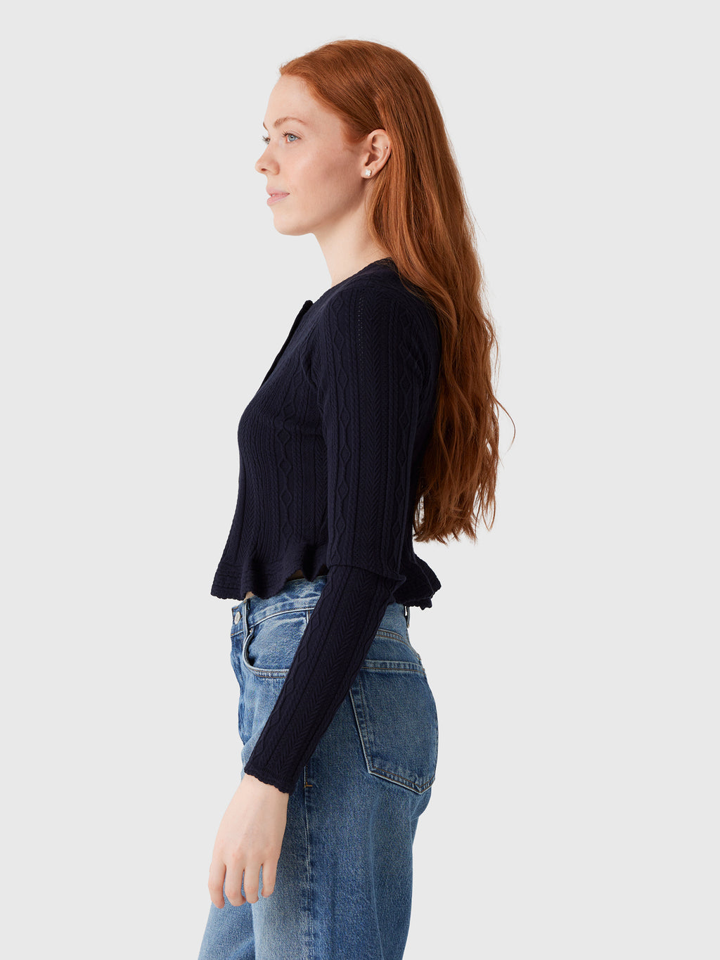LoveShackFancy Women's Orly Stretch Pointelle Cardigan - Saint Bernard