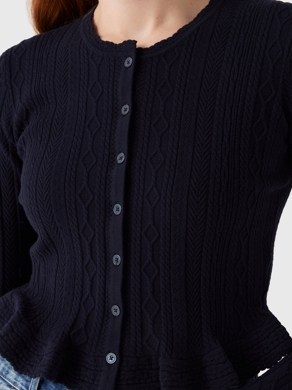 LoveShackFancy Women's Orly Stretch Pointelle Cardigan - Saint Bernard
