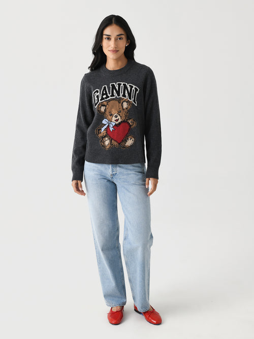 GANNI Women's Graphic Bear Sweater