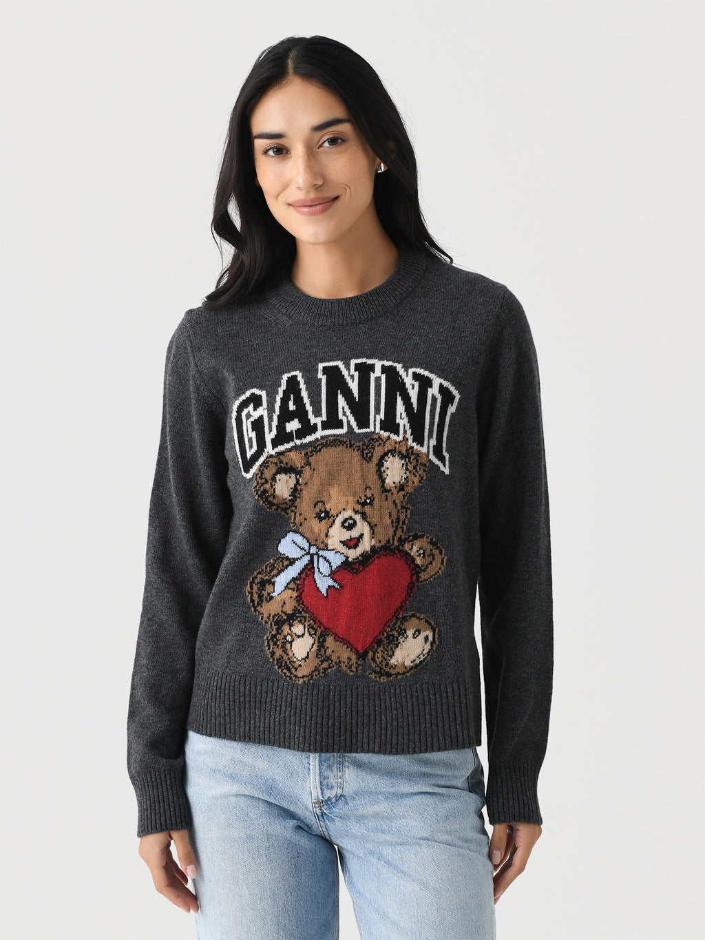 GANNI Women's Graphic Bear Sweater - Saint Bernard