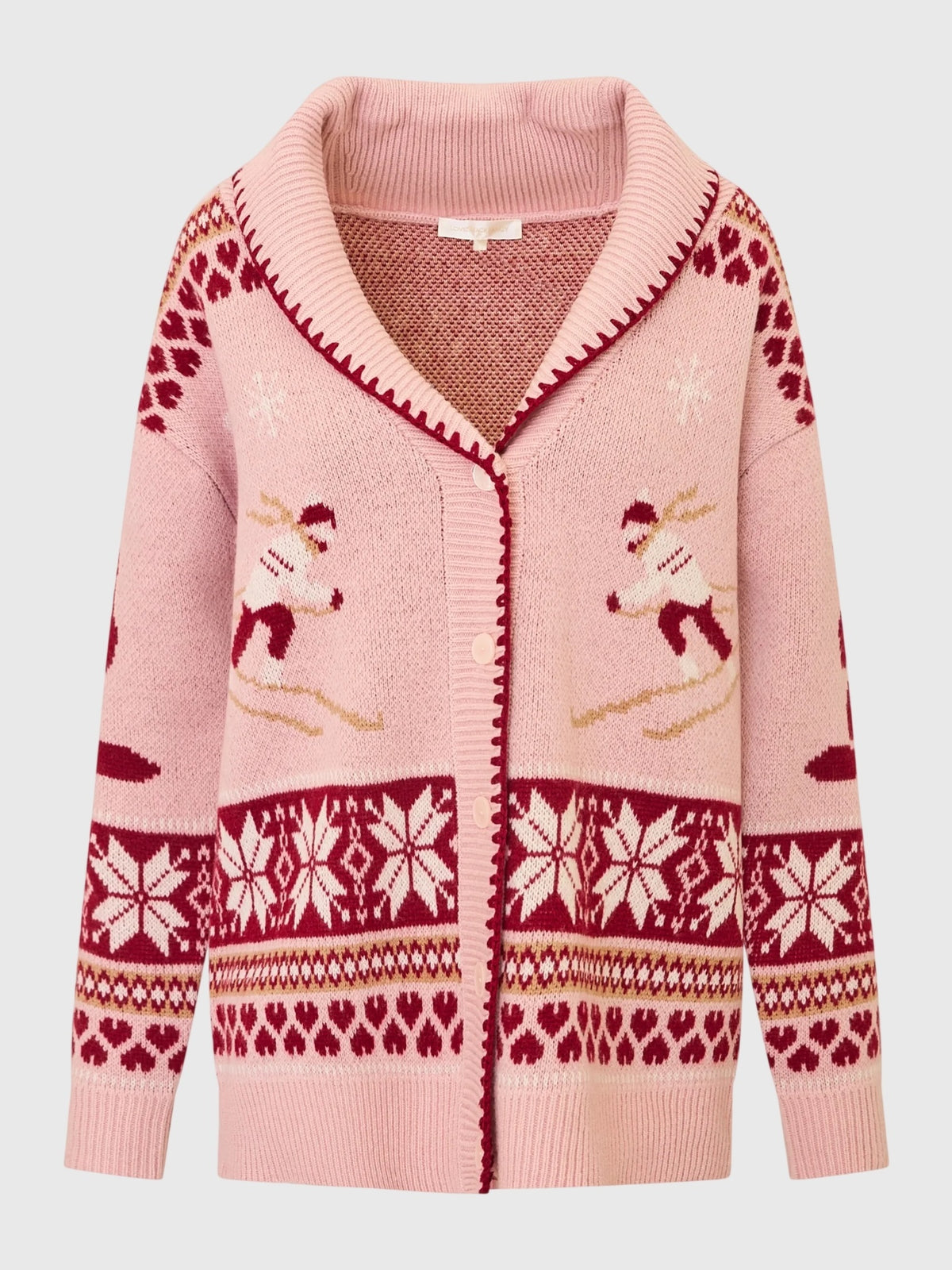 LoveShackFancy Women's Frelle Fair Isle Ski Slope Cardigan - Saint Bernard