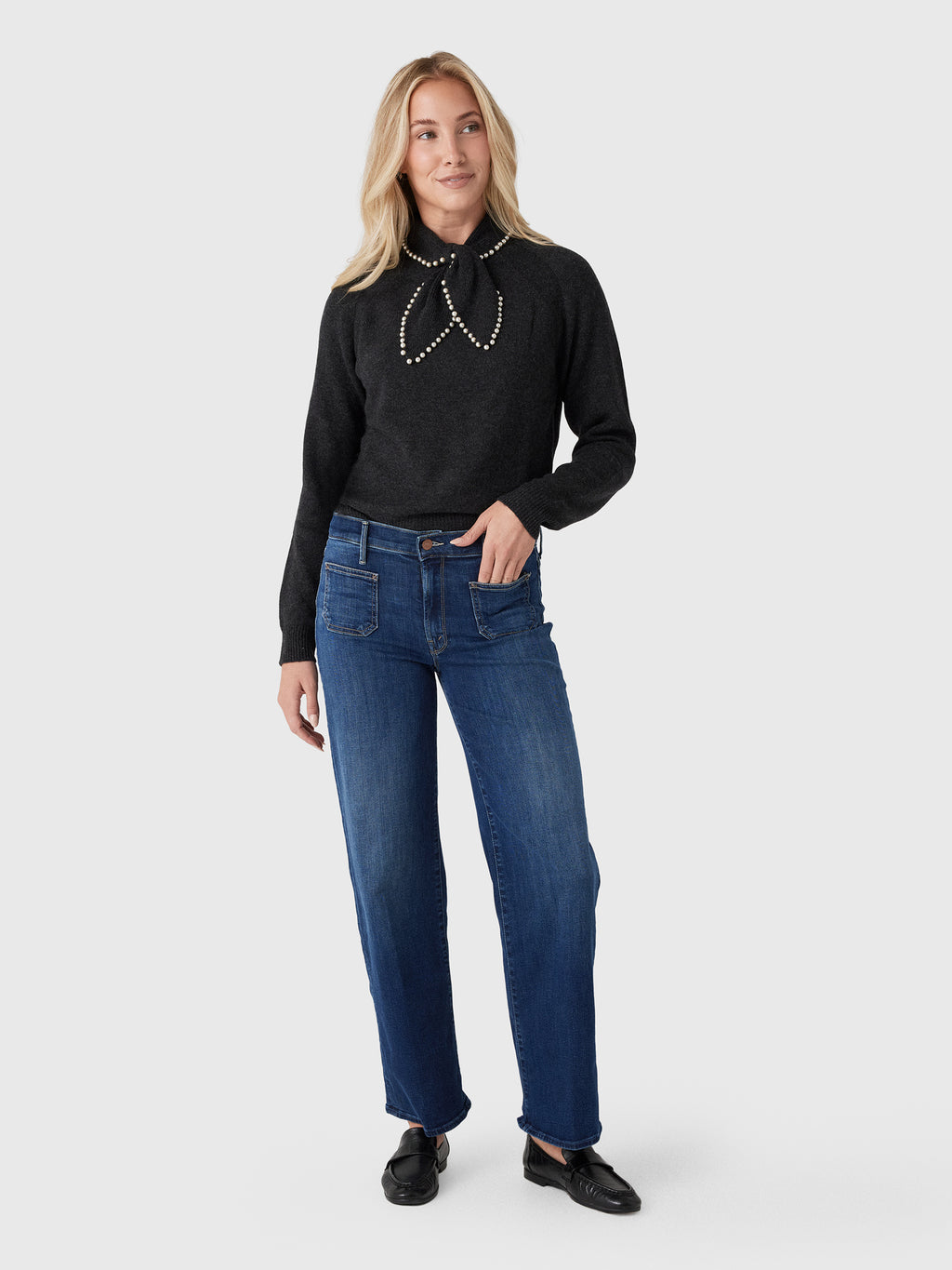 Essentiel Antwerp Women's Kasa Embellished Bow Collar Sweater - Saint Bernard