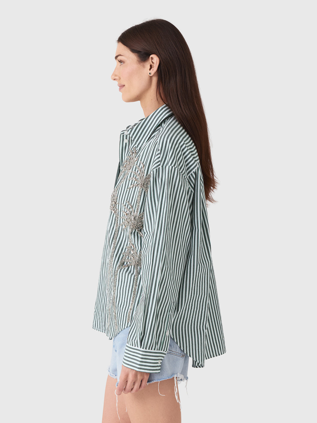 Essentiel Antwerp Women's Kasper Sequin Palm Tree Shirt - Saint Bernard