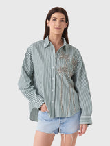 Essentiel Antwerp Women's Kasper Sequin Palm Tree Shirt - Saint Bernard