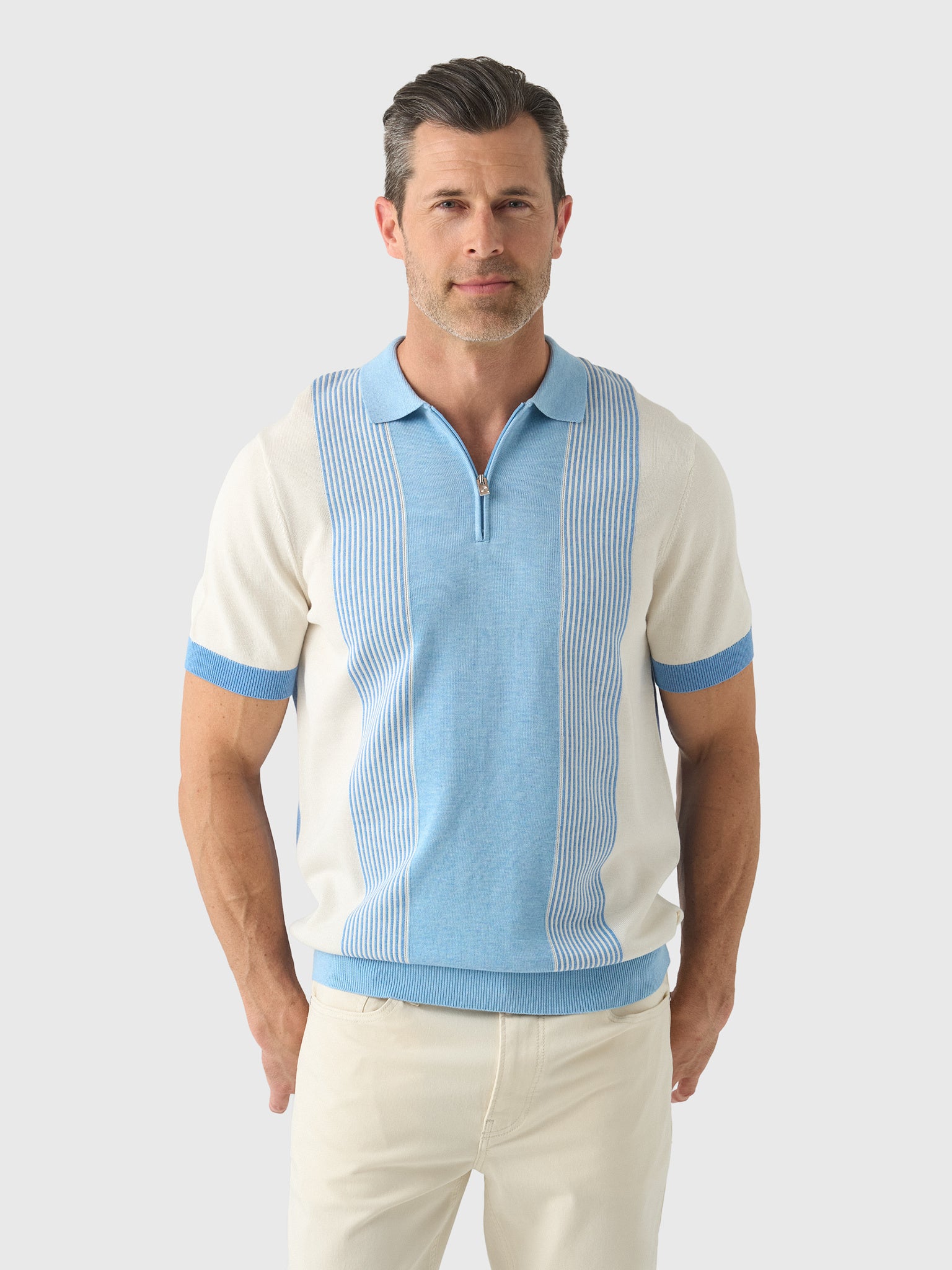 Blue Industry Men's Knit Zipper Polo - Saint Bernard