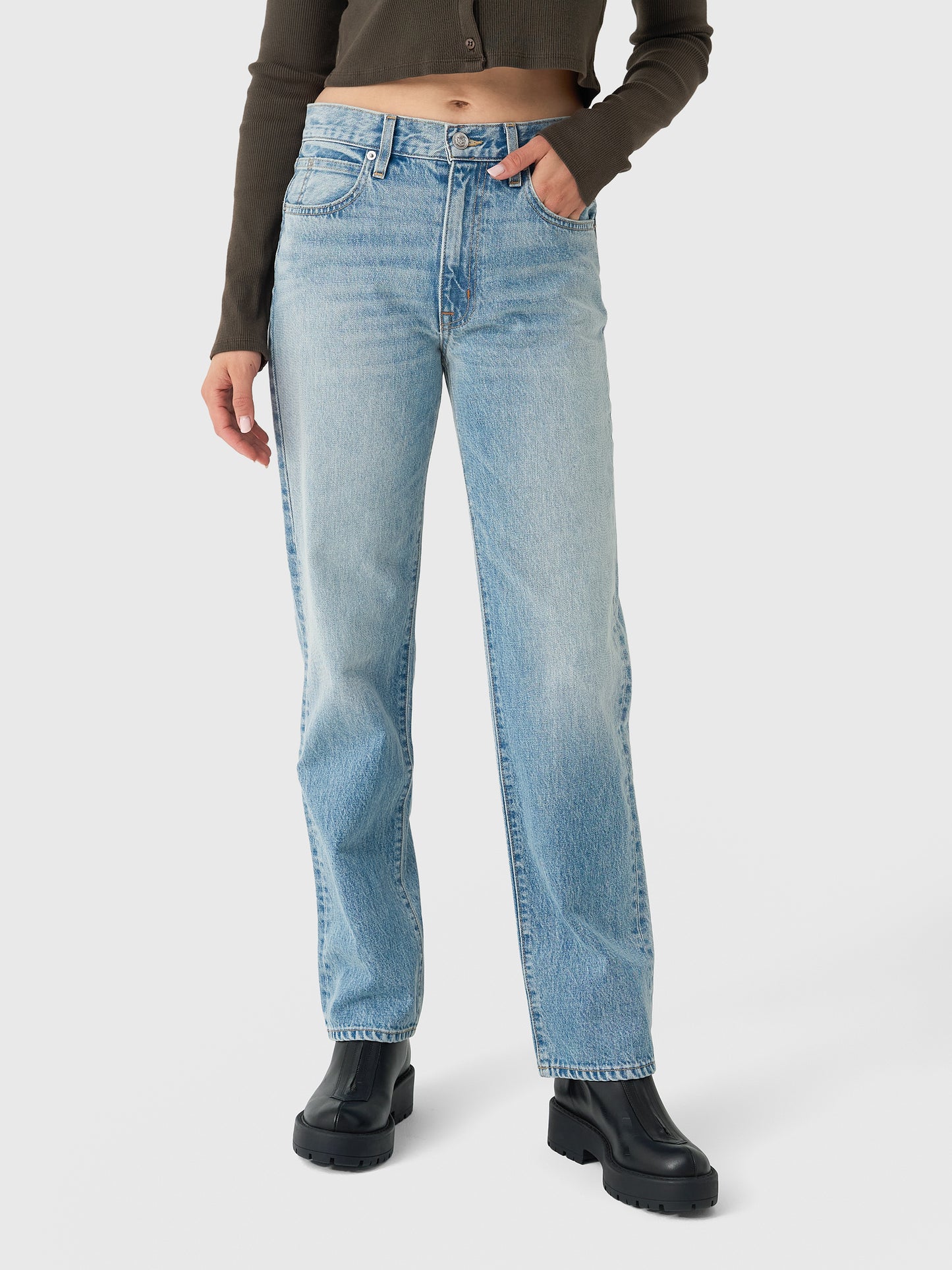SLVRLAKE Women's Kendra High Rise Straight Jean - Saint Bernard
