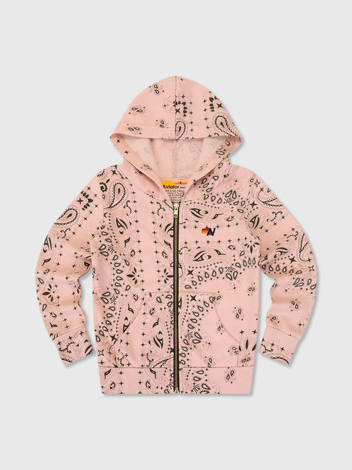 Aviator Nation Kids' Bandana Zip Hoodie - Saint Bernard