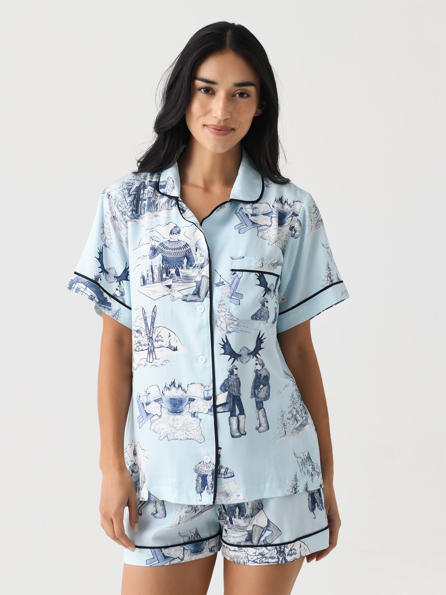 Katie Kime Women's Aprés Ski Toile Pajama Set - Saint Bernard