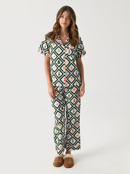 Katie Kime Women's Holiday Lattice Pant Pajama Set