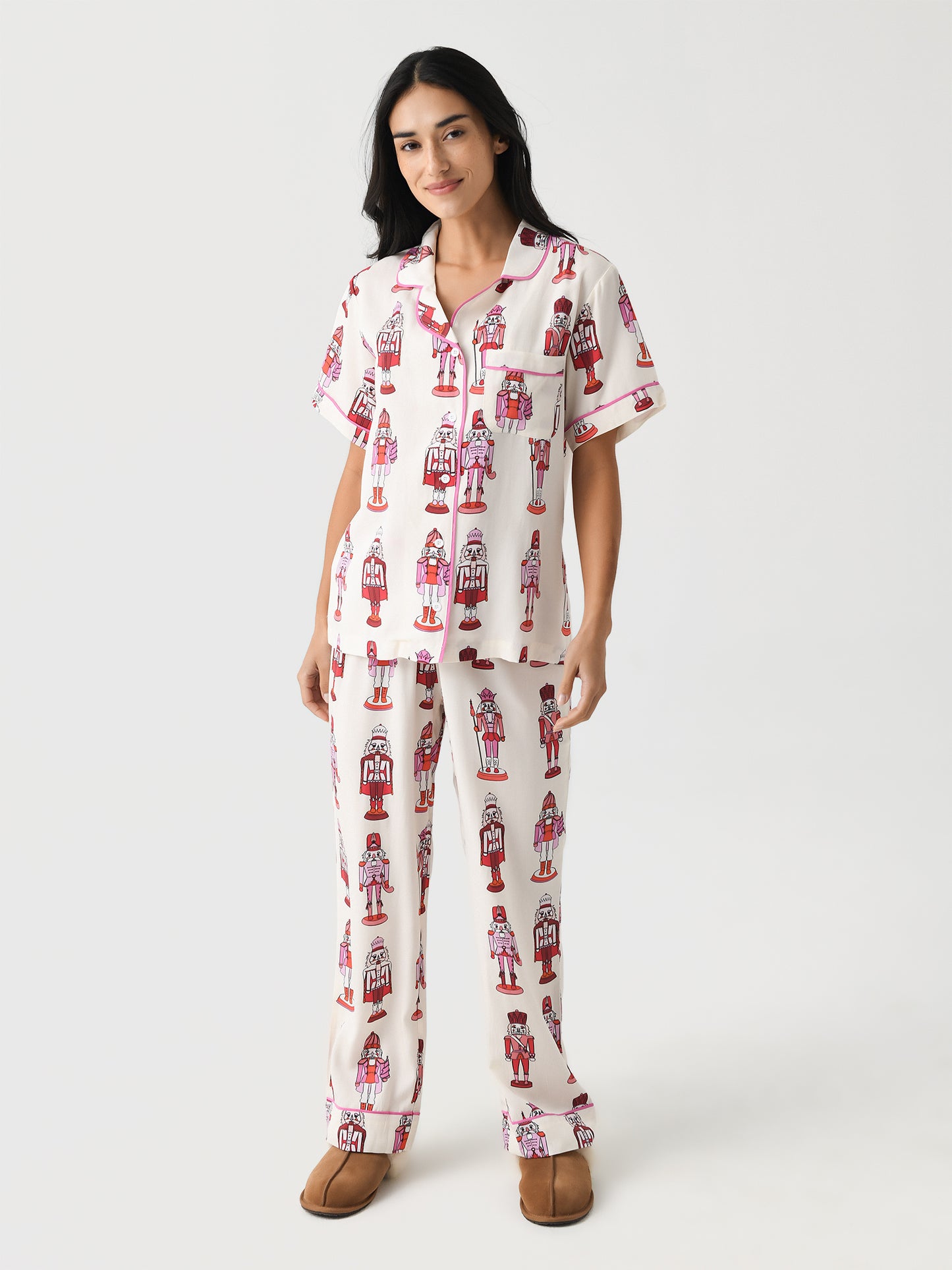 Katie Kime Women's Holiday March Pant Pajama Set - Saint Bernard