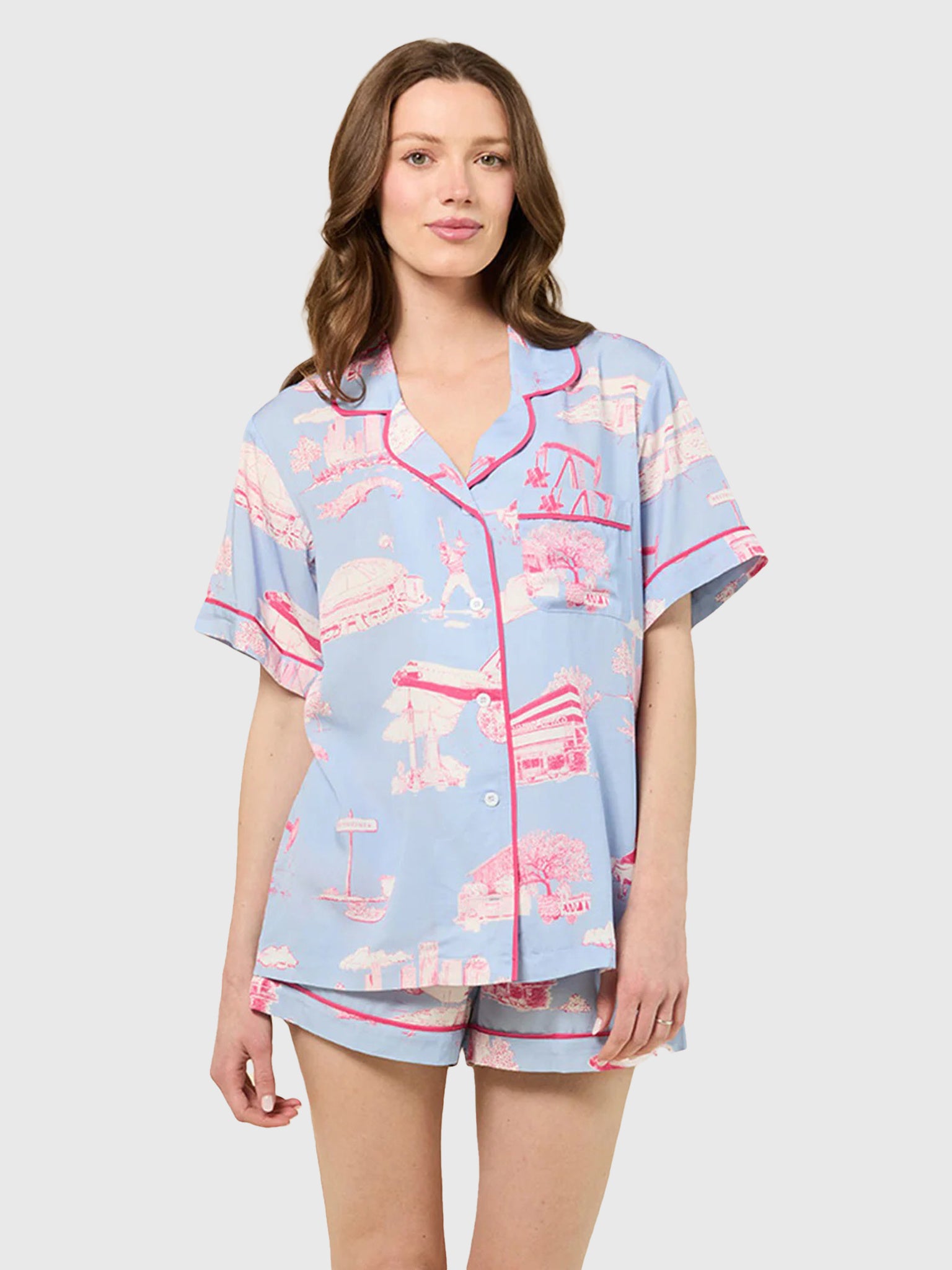 Katie Kime Women's Houston Toile Pajama Set - Saint Bernard