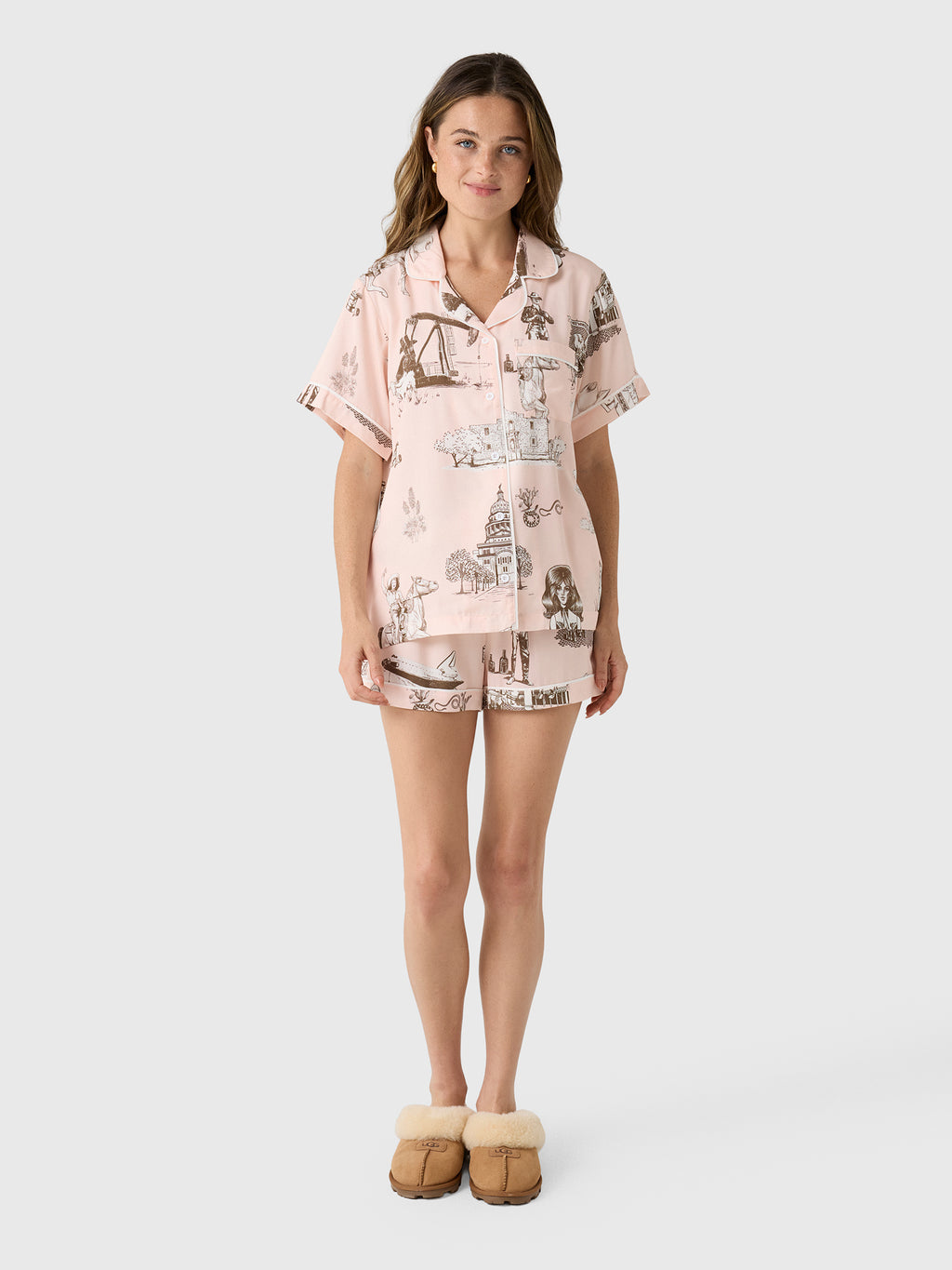 Katie Kime Women's Texas Toile Pajama Set - Saint Bernard