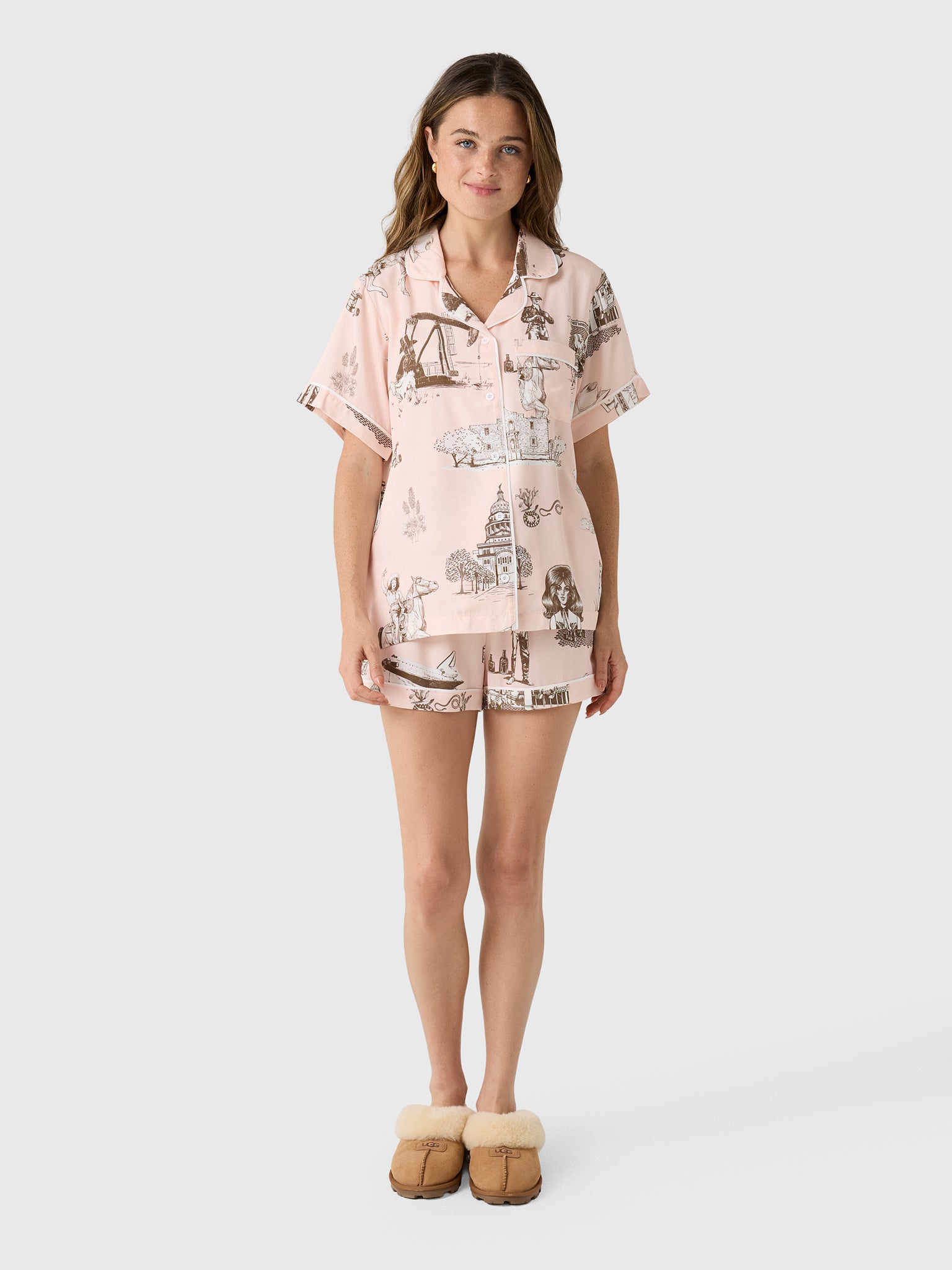 Katie Kime Women's Texas Toile Pajama Set - Saint Bernard