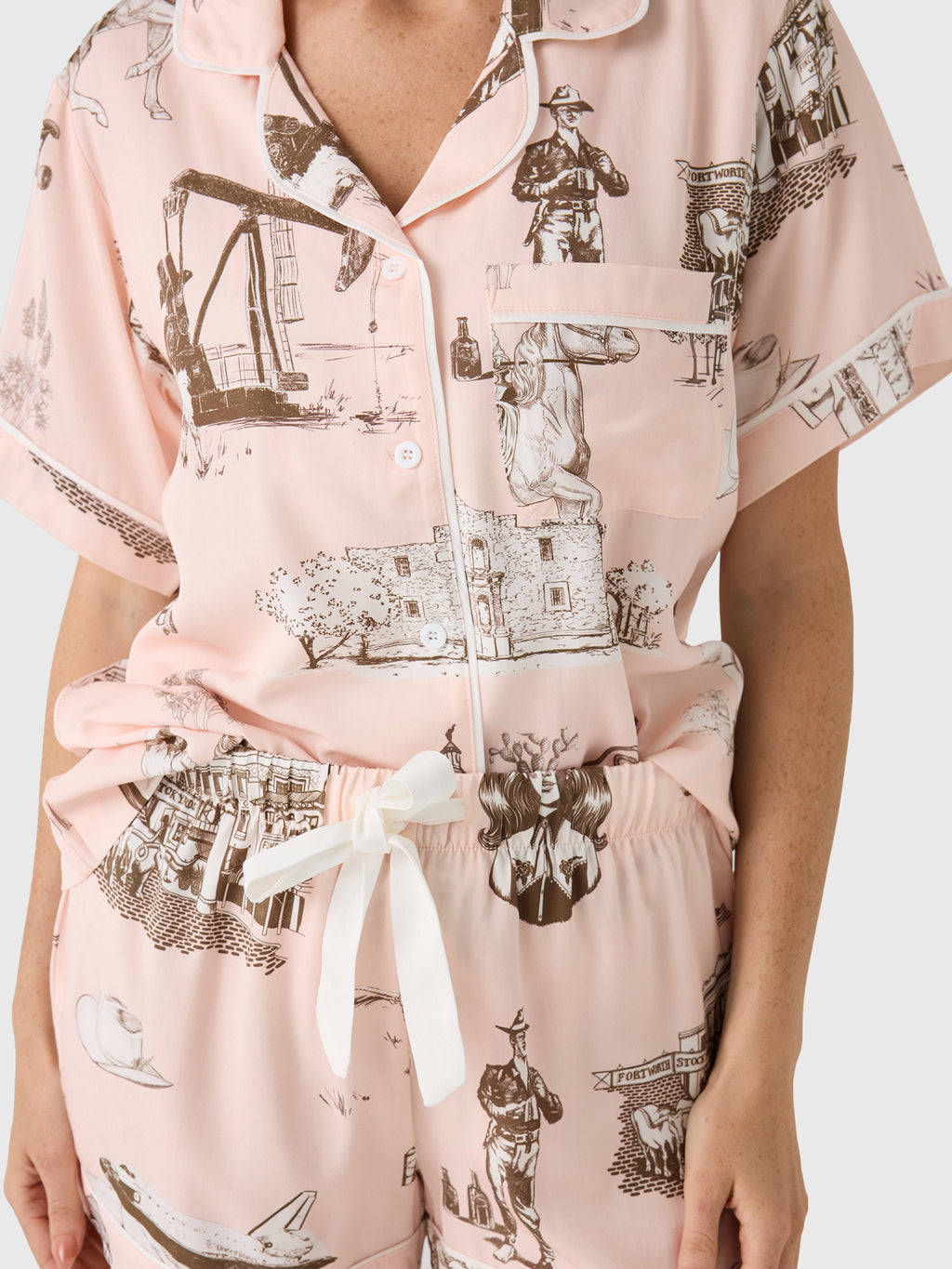 Katie Kime Women's Texas Toile Pajama Set - Saint Bernard