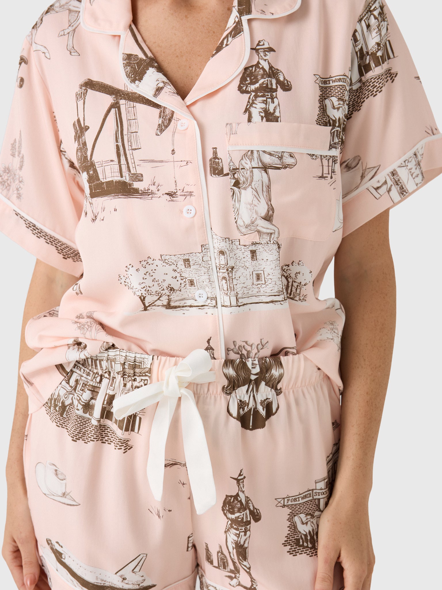 Katie Kime Women's Texas Toile Pajama Set - Saint Bernard