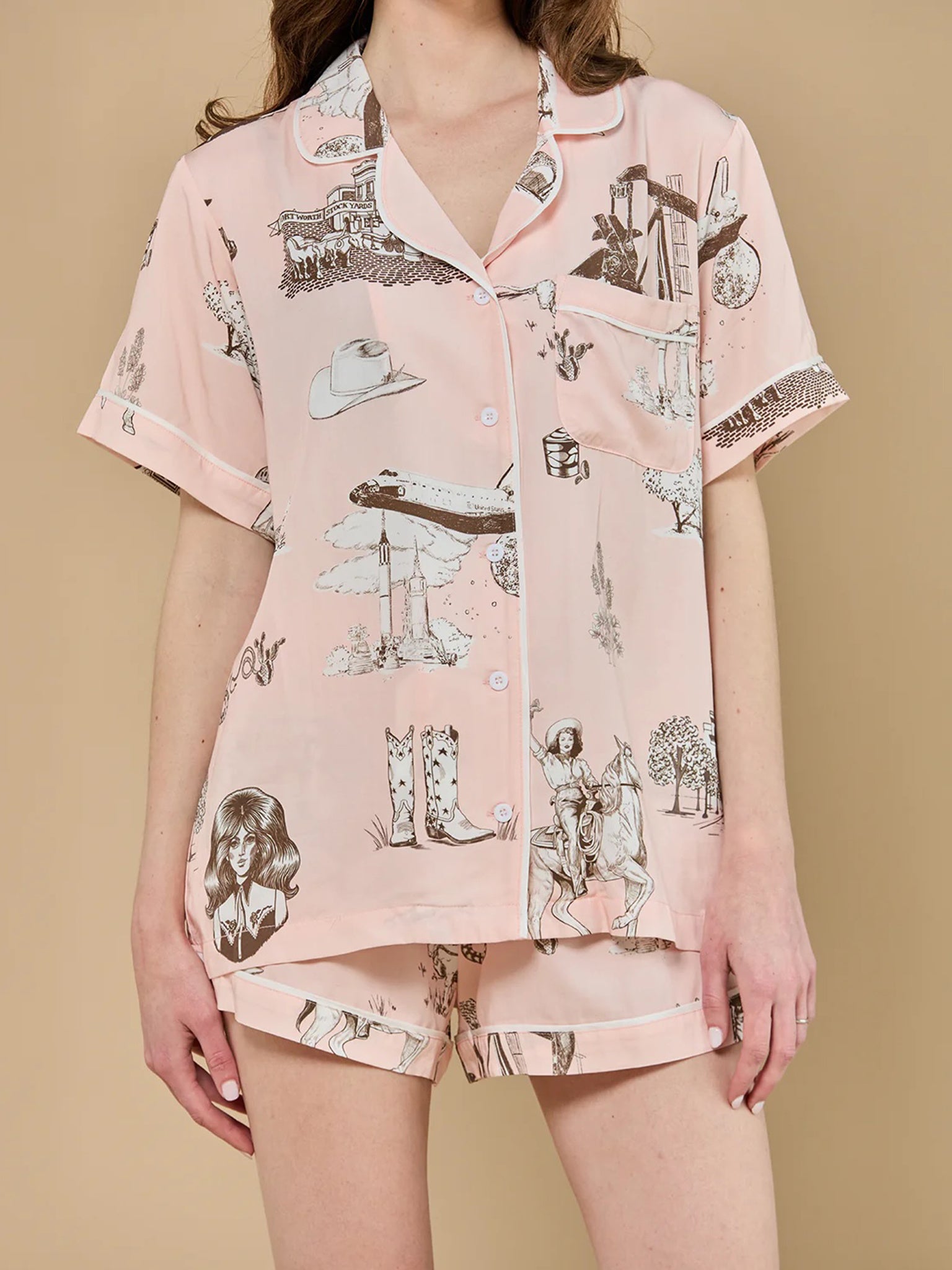 Katie Kime Women's Texas Toile Pajama Set - Saint Bernard