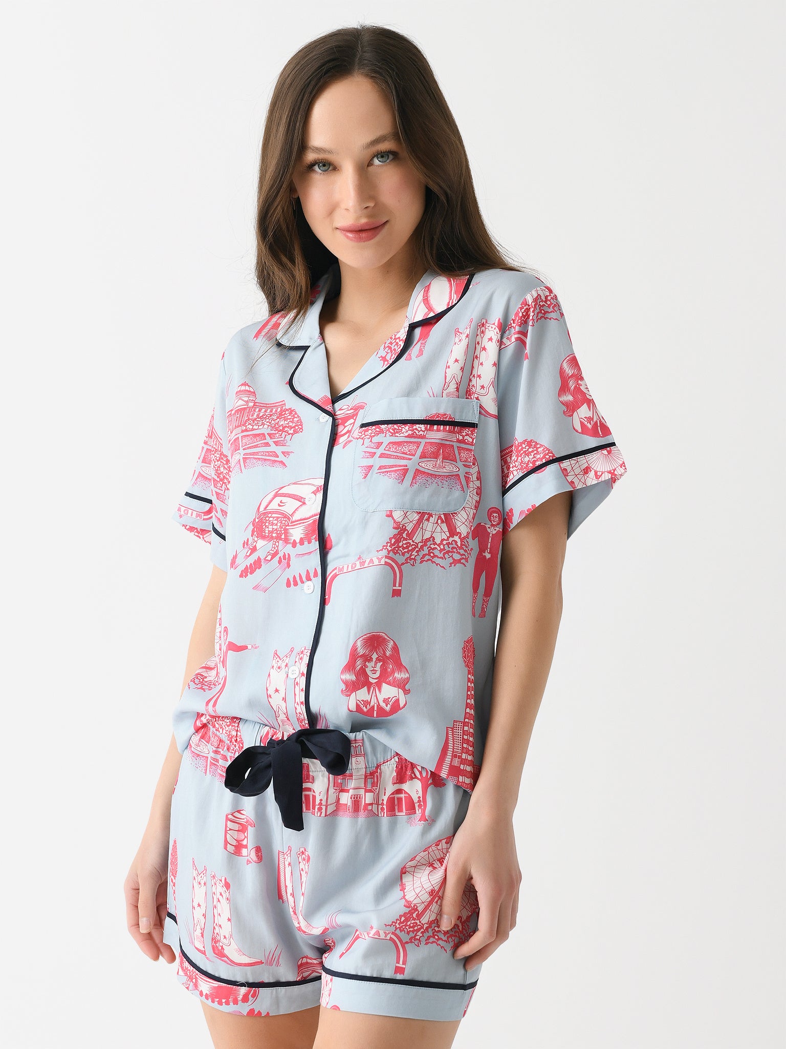 Katie Kime Women's Dallas Toile Pajama Set - Saint Bernard